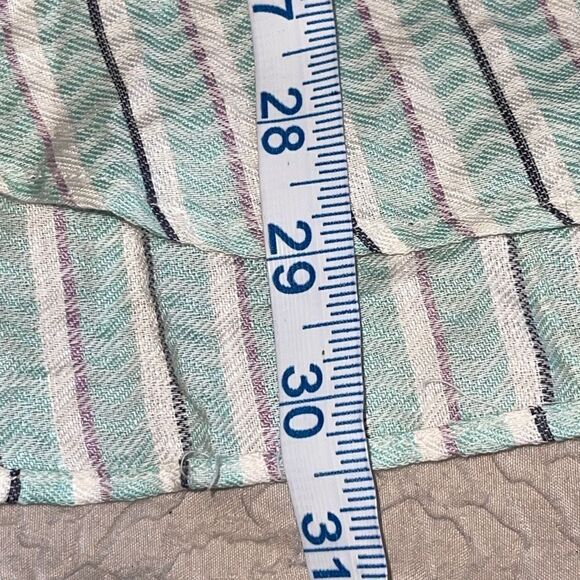 Mr‎ Sid John Rima Vintage Mens Button Down Shirt Long Sleeve Striped Linen Green - Picture 9 of 9